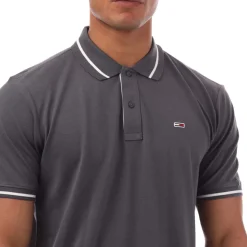 Tommy Jeans Regular Fit Tipped Polo Shirt in Grey