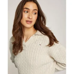 Tommy Jeans Rugby Pullover Sweater in White