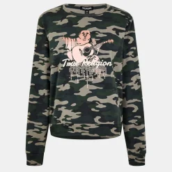 True Religion Buddha Print Hooded Sweatshirt in Green