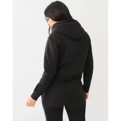 True Religion Cropped Hooded Regular Fit Sweatshirt in Black