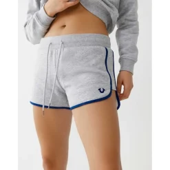 True Religion Flock Curved Hem Joggers Shorts in Grey