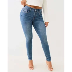 True Religion Jennie Crystal Mid Rise Skinny Jeans in Blue