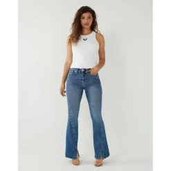 True Religion Reagan High Rise Flare Jeans in Blue