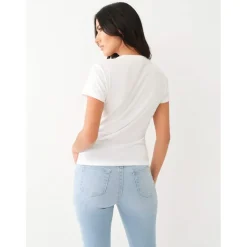 True Religion Regular Fit Lettering Crew Neck T-Shirt in White