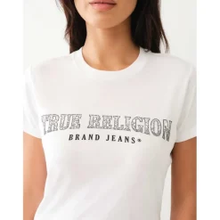 True Religion Regular Fit Lettering Crew Neck T-Shirt in White
