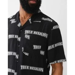 True Religion Regular Fit Lettering Casual Shirt in Black