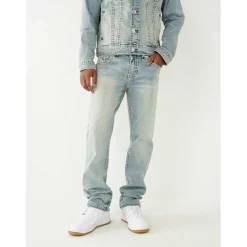 True Religion Ricky Straight Fit Five Pocket Jeans in Blue