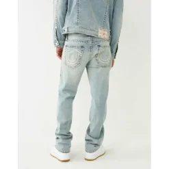 True Religion Ricky Straight Fit Five Pocket Jeans in Blue