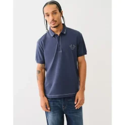 True Religion T Embroidered Polo Shirt in Blue