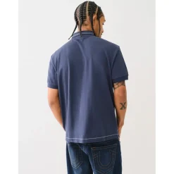 True Religion T Embroidered Polo Shirt in Blue