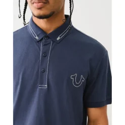 True Religion T Embroidered Polo Shirt in Blue