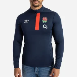 Umbro England Rugby Half Zip Fleece Top 2023 2024 Adults in Blue