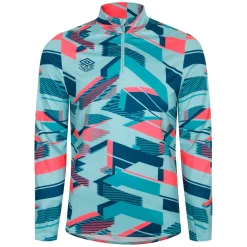 Umbro Premier Graphic Warm Up Mid Layer Top in Blue pink