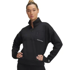 Under Armour Armour Woven Fleece Half-Zip Top in Black
