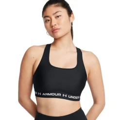 Under Armour Cropped Scoop Neck Mid Impact Bra in Black