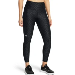 Under Armour HeatGear No-Slip Waistband Printed Ankle Leggings in Black