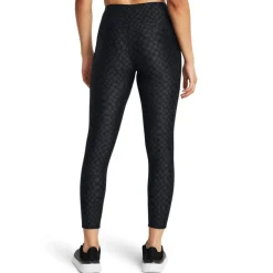 Under Armour HeatGear No-Slip Waistband Printed Ankle Leggings in Black