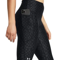 Under Armour HeatGear No-Slip Waistband Printed Ankle Leggings in Black