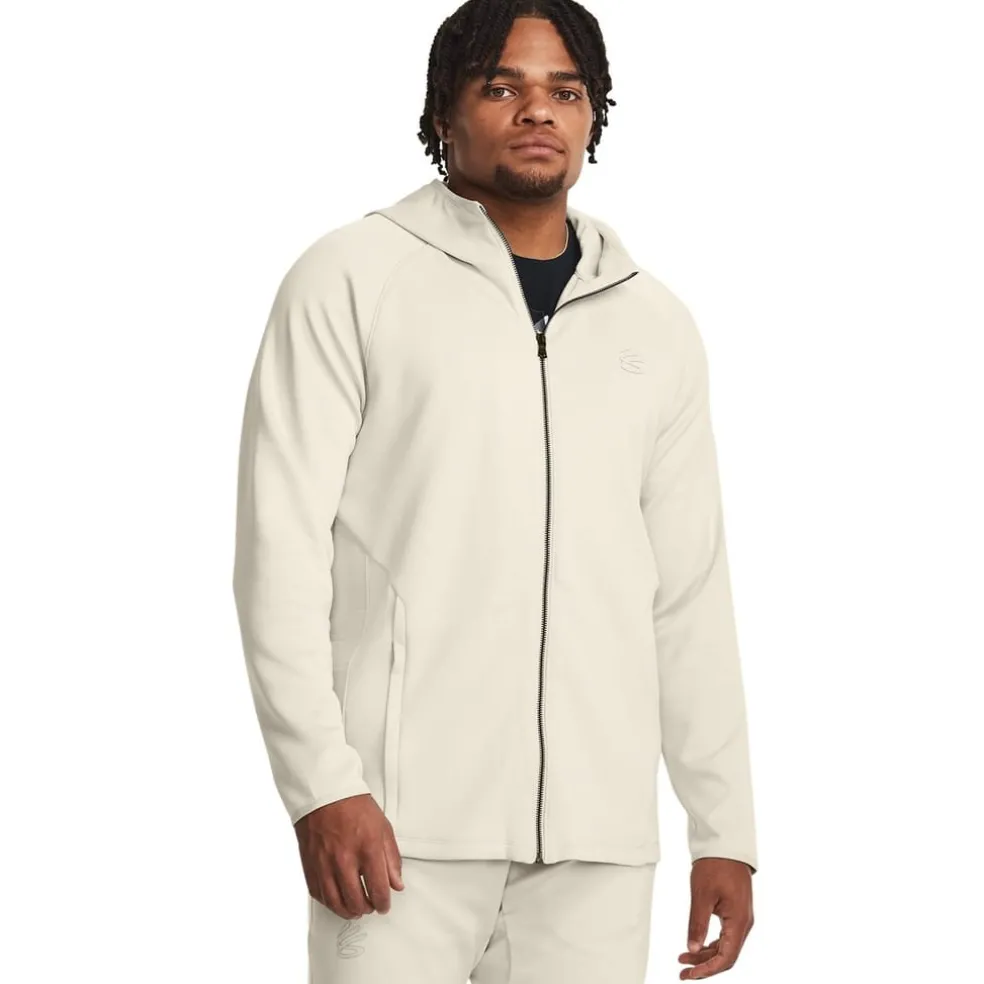 Under Armour Hooded Track Long Jacket in White