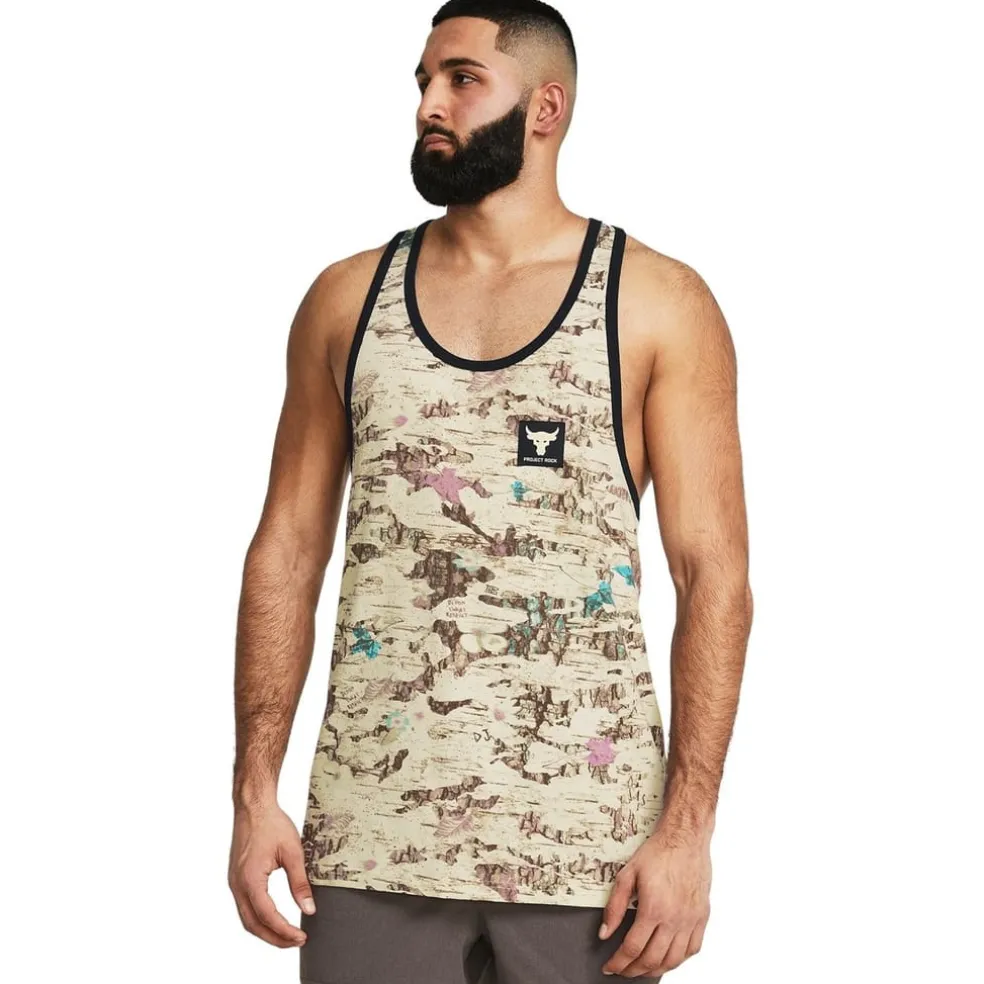 Under Armour Mens Armour Ua Pjt Rck Camo Grphc Tk Gym Vest in Brown