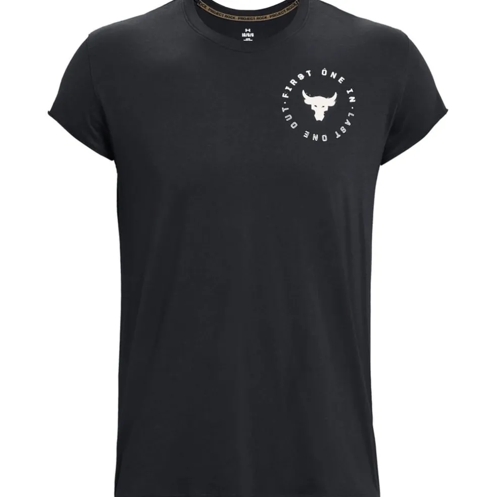 Under Armour Mens Armour Pjt Rock Cap Sleeve Ss Gym Top in Black