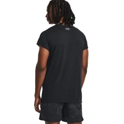Under Armour Mens Armour Pjt Rock Cap Sleeve Ss Gym Top in Black