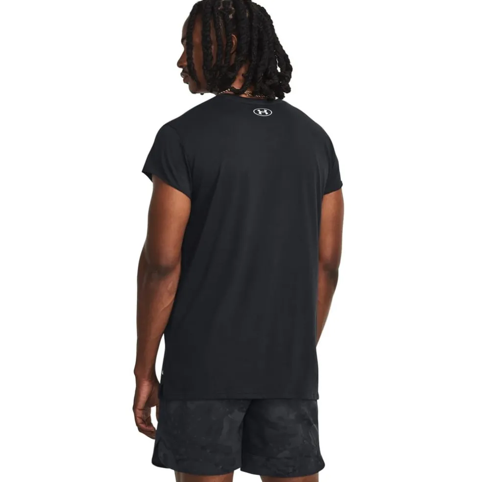 Under Armour Mens Armour Pjt Rock Cap Sleeve Ss Gym Top in Black