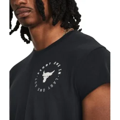 Under Armour Mens Armour Pjt Rock Cap Sleeve Ss Gym Top in Black