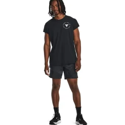 Under Armour Mens Armour Pjt Rock Cap Sleeve Ss Gym Top in Black