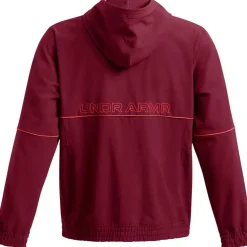 Under Armour Mens Armour Ua Baseline Woven Jacket Hoody in Red