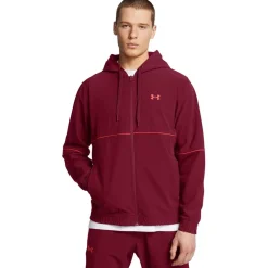 Under Armour Mens Armour Ua Baseline Woven Jacket Hoody in Red