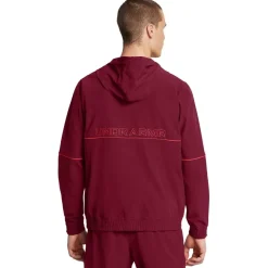 Under Armour Mens Armour Ua Baseline Woven Jacket Hoody in Red