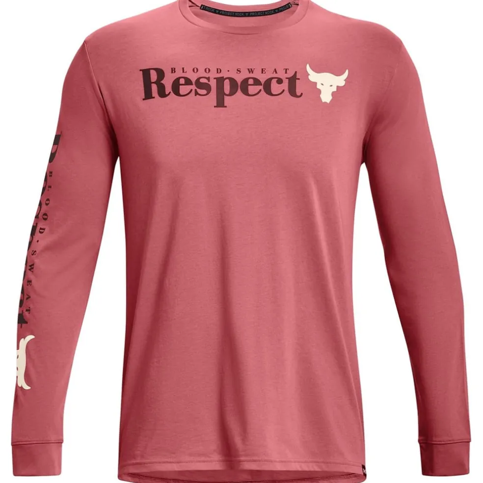 Under Armour Mens Armour Ua Pjt Rock Respect Ls Gym Top in Pink