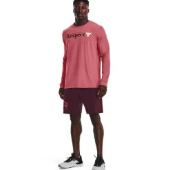 Under Armour Mens Armour Ua Pjt Rock Respect Ls Gym Top in Pink