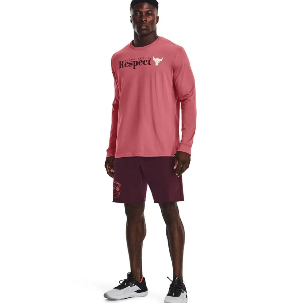 Under Armour Mens Armour Ua Pjt Rock Respect Ls Gym Top in Pink