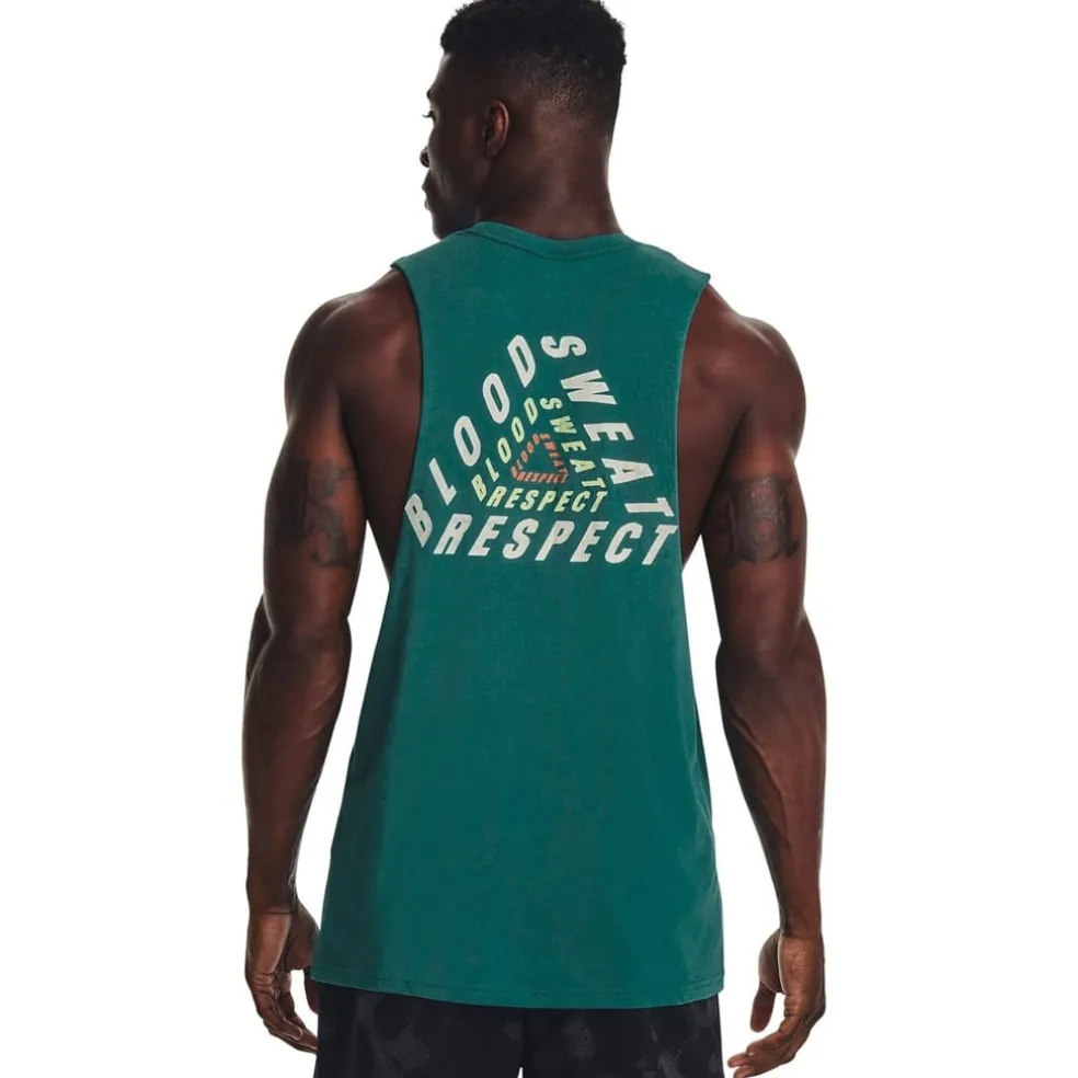 Under Armour Mens Armour Ua Pjt Rock Dmnd Muscle Tank Gym Vest in Green