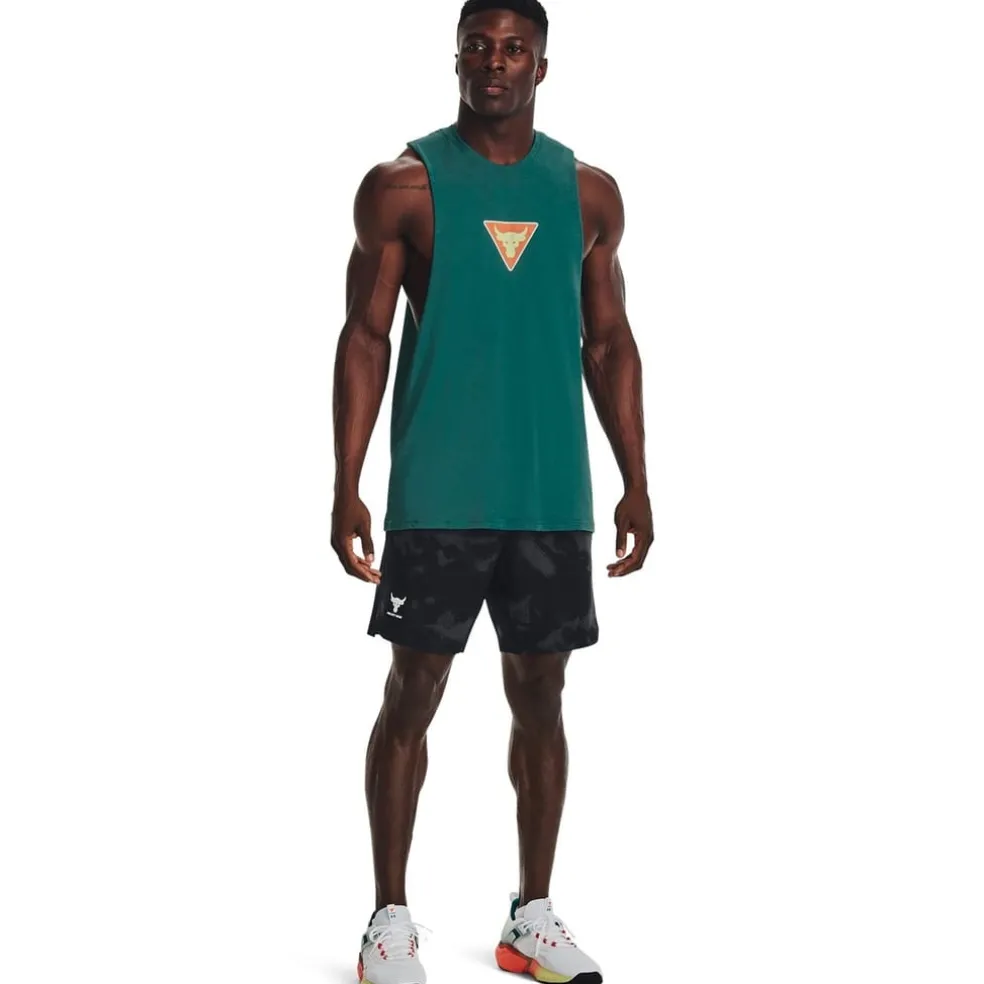 Under Armour Mens Armour Ua Pjt Rock Dmnd Muscle Tank Gym Vest in Green