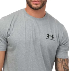 Under Armour Mens Sportsstyle Left Chest Short Sleeve T-Shirt in Grey