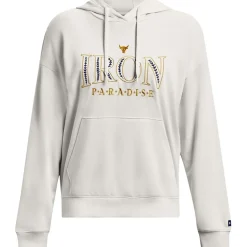 Under Armour Project Rock Hooded Long Sleeve Sweatshirt in White