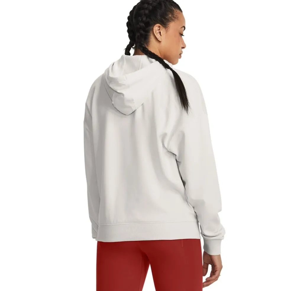 Under Armour Project Rock Hooded Long Sleeve Sweatshirt in White