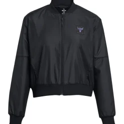 Under Armour Short Collared Neck Relaxed Fit Bomber Jacket in Black
