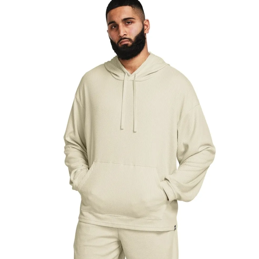 Under Armour UA Rival Hooded Relaxed Fit Sweatshirt in Beige