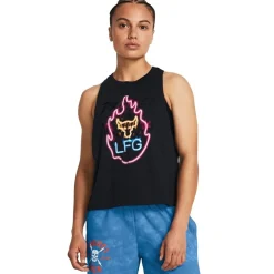 Under Armour Womens Armour Pjt Rck W Neon Flame Tank Gym Vest in Black