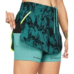 Under Armour Womens Armour Pjt Rck Flex St Pt Gym Shorts in Green