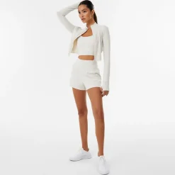 USA Pro Short High Neck Slim Fit Track Jacket in Cream