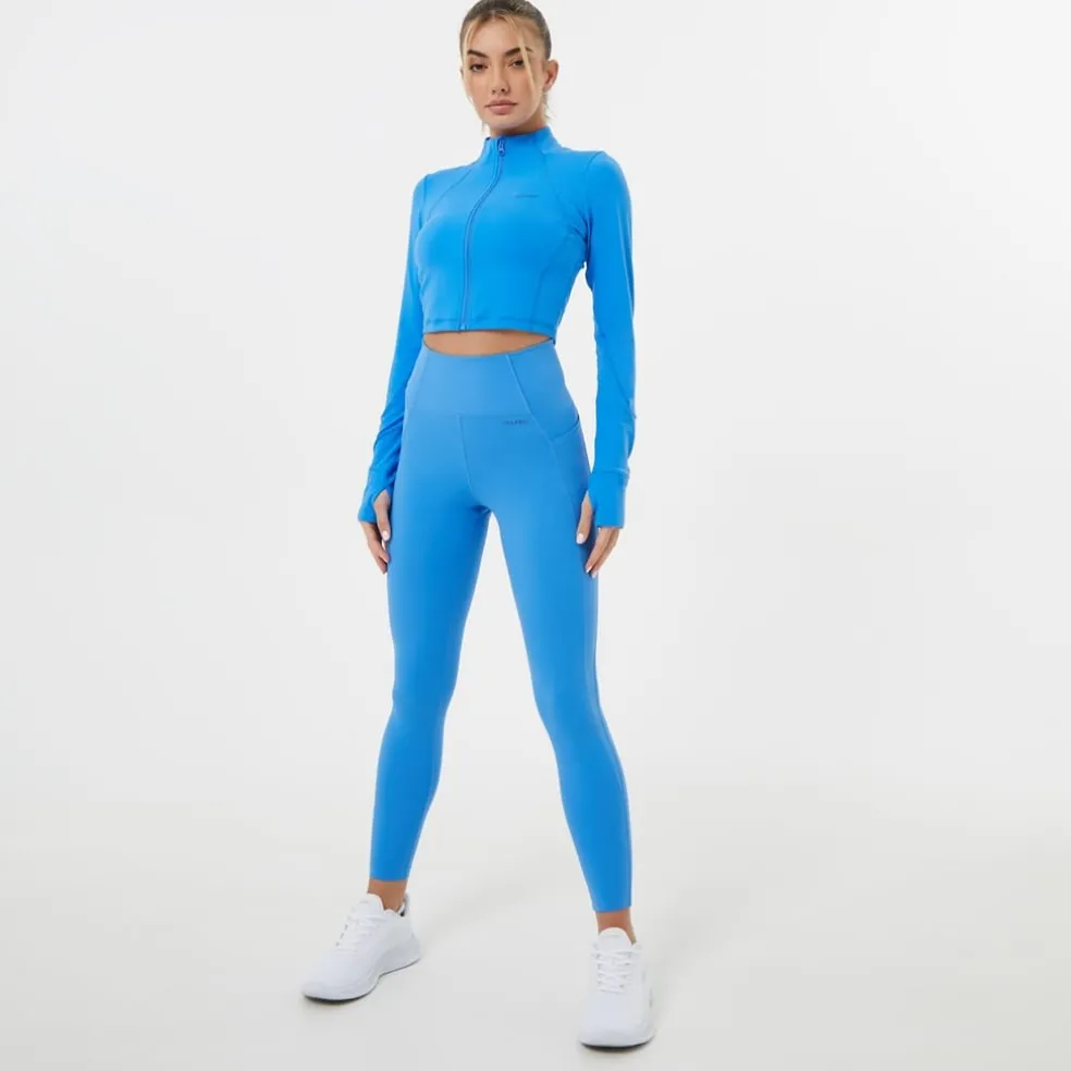 USA Pro Womens Cropped Fitness Jacket in Blue