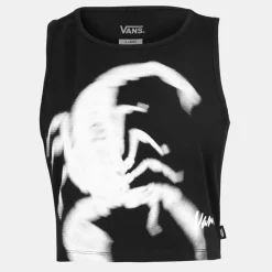 Vans Womens Venom Fitted Crop Tank Black Vest in Black