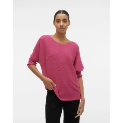 Vero Moda Boat Neck Relaxed Fit Sweater in Pink