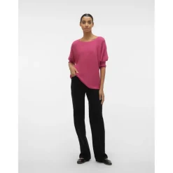 Vero Moda Boat Neck Relaxed Fit Sweater in Pink