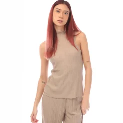 Vero Moda Cira Plisse Tank in Mink